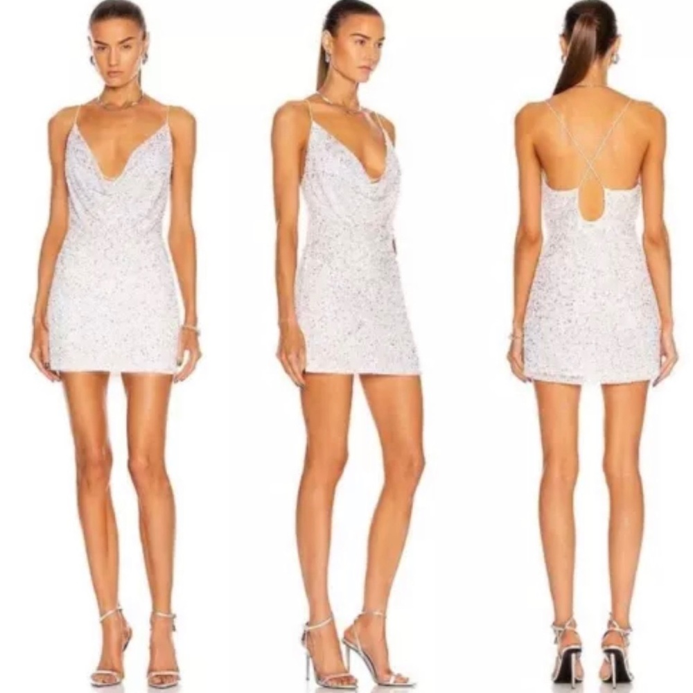 Retrofete White Sequin Mini Dress